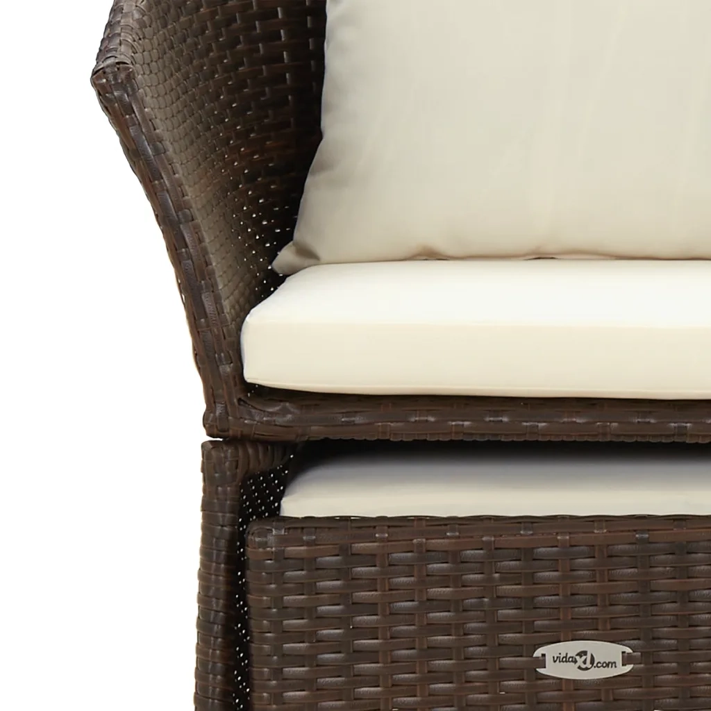 Set Divani da Giardino 2 pz con Cuscini in Polyrattan Marrone 319683