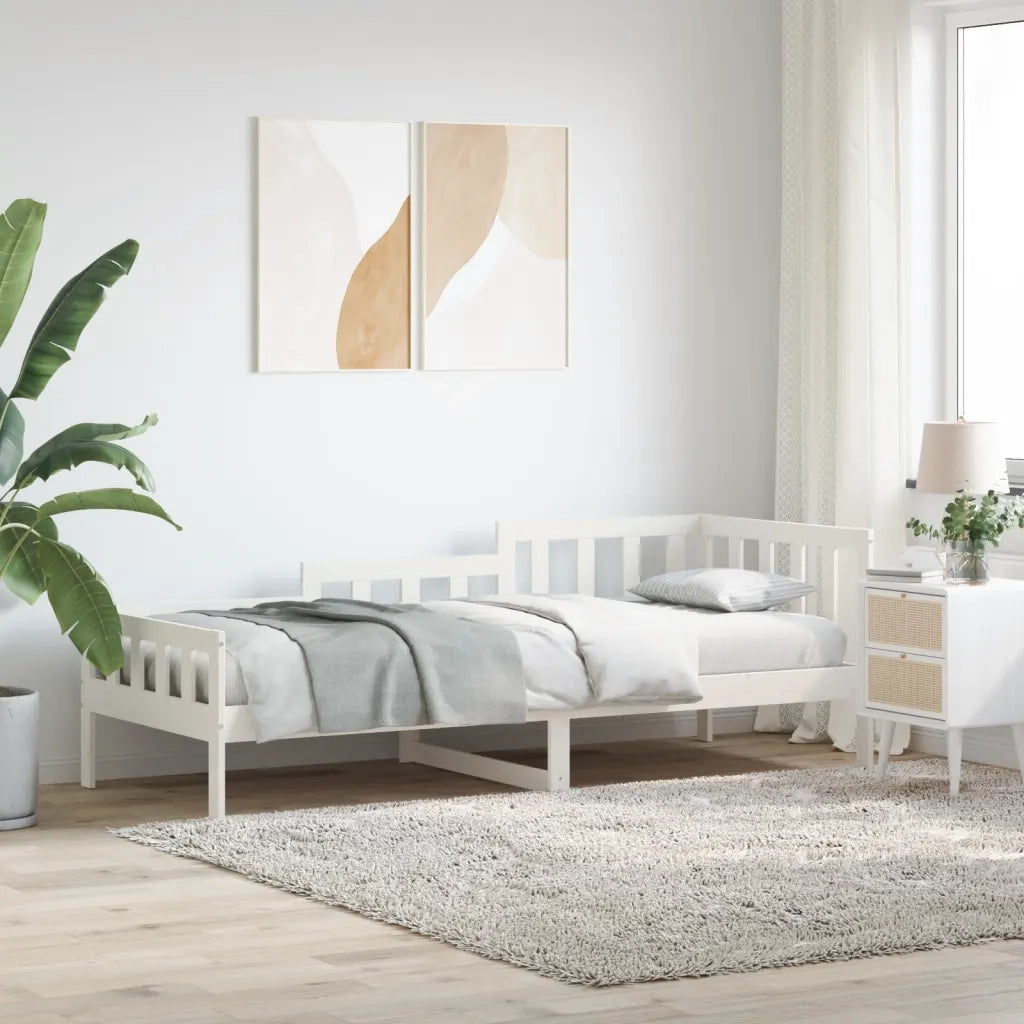 Dormeuse senza Materasso-Divano Letto-Struttura Letto Bianca 90x200 cm Legno Massello Pino 961315