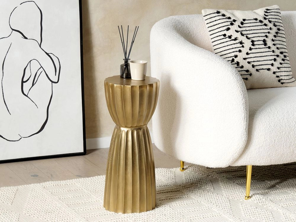 Tavolino in alluminio dorato a forma di pilastro dal design invecchiato 24 x 56 cm Arredamento contemporaneo per la casa