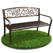 Panchina da giardino bruna IRYS con gambe in acciaio e schienale in ghisa larghezza 127 cm