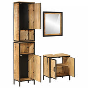 Set Mobili da Bagno 3 pz in Ferro e Legno Massello di Mango 3217115