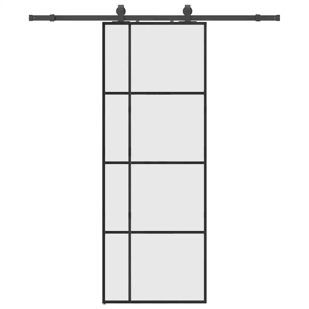 Porta Scorrevole con Ferramenta Nera 76x205 cm in Vetro ESG 3375809