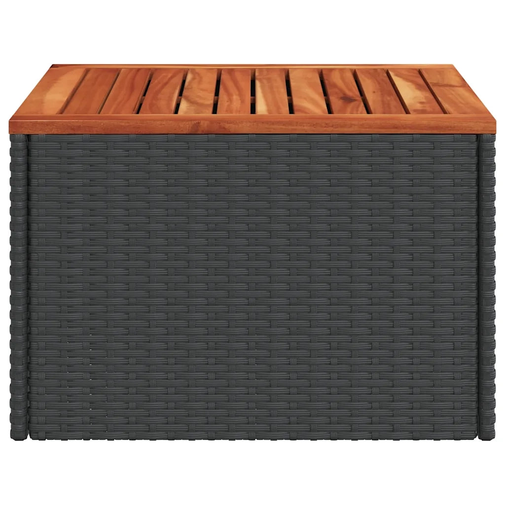 Tavolo da giardino nero 55x55x37 cm in polyrattan e legno di acacia 365975