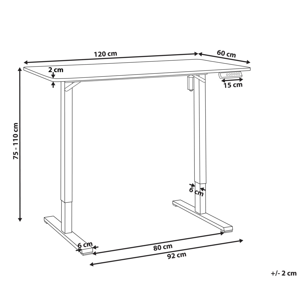 Scrivania elettrica regolabile nero 120 x 60 cm stile moderno