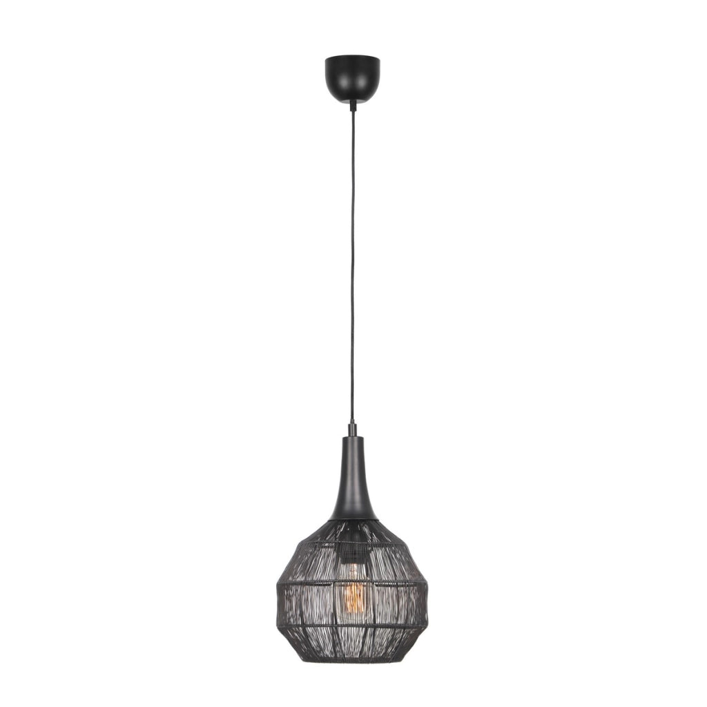 Lampada a sospensione industriale nera E27 Trio Soraya