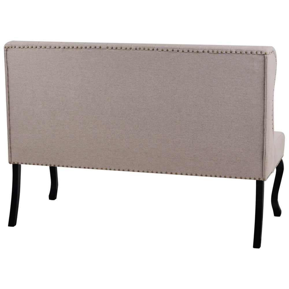 Divano da cucina a 2 posti con schienale in tessuto in poliestere marron chiaro con gambe nere stile vintage