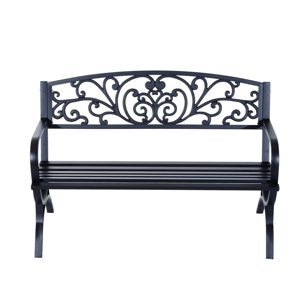 Panchina da giardino in acciaio 3 posti ¨C zephmum ¨C nero 127x60x85 cm