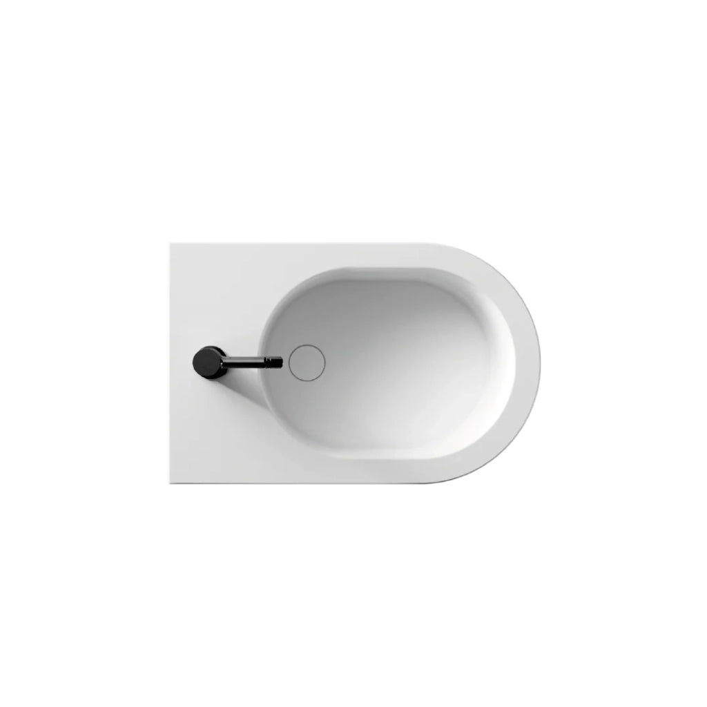 Coppia Di Sanitari Da Terra Alice Ceramica Filo Muro Senza Brida Bianco Opaco "Hide Round"