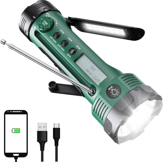 Radio DAB+/DAB/FM con Bluetooth - radio da costruzione con antenna - radio di emergenza con batteria 3000 mAh - radio solare con ricevitore mondiale - impianto di emergenza blackout - torcia e caricatore