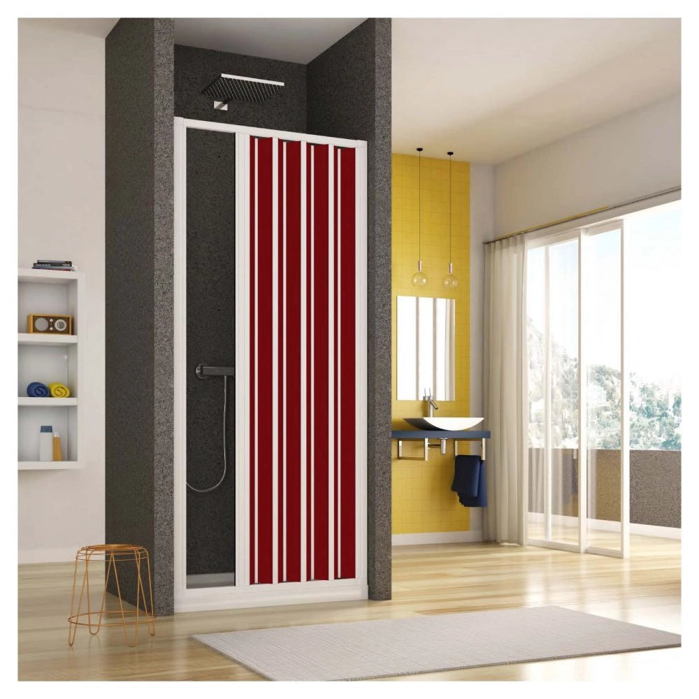 Box Doccia Nicchia in PVC - 1 lato Apertura Laterale a Soffietto Doghe Cieche Vari Colori - Misura: 150 x h185