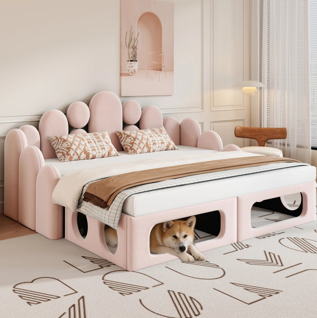 Letto multifunzione in velluto con cuccia integrata