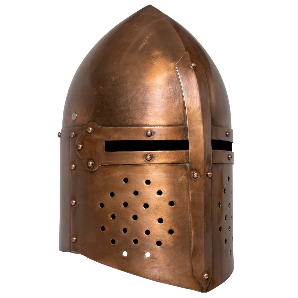 Elmo da Cavaliere Medievale Antico Replica LARP Rame in Acciaio cod mxl 71945