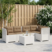 Divano da Giardino 5 Posti con Cuscini Stile Rattan PP Bianco 3444096