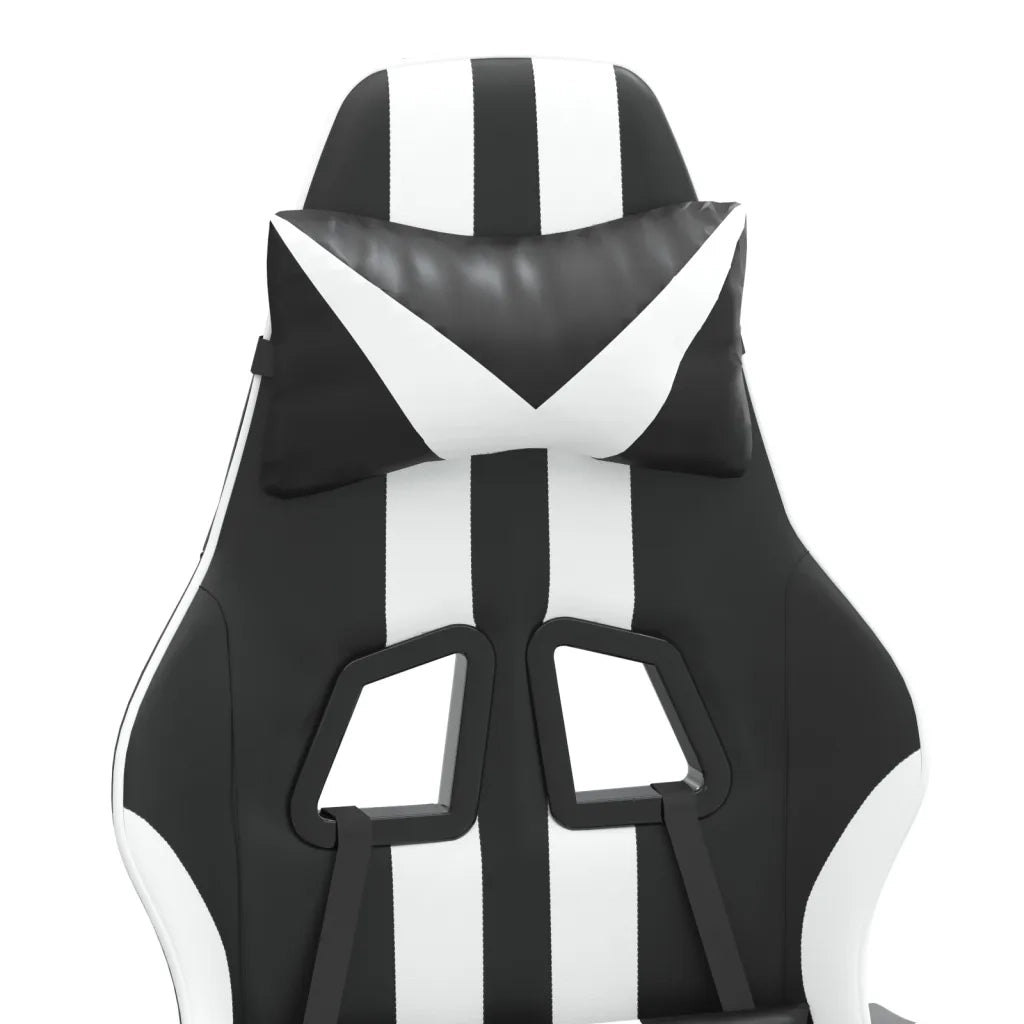 Sedia da Gaming | Sedia da e-sports Girevole Poggiapiedi Nero e Bianco Similpelle