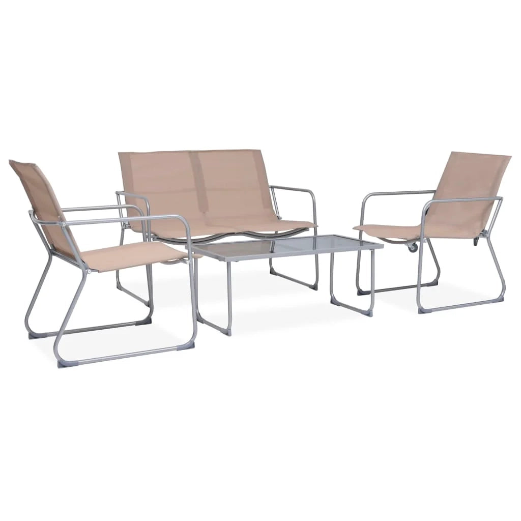 Set di mobili da giardino mobili da esterno set da 4 pezzi tessuto e acciaio tortora 02_0016282
