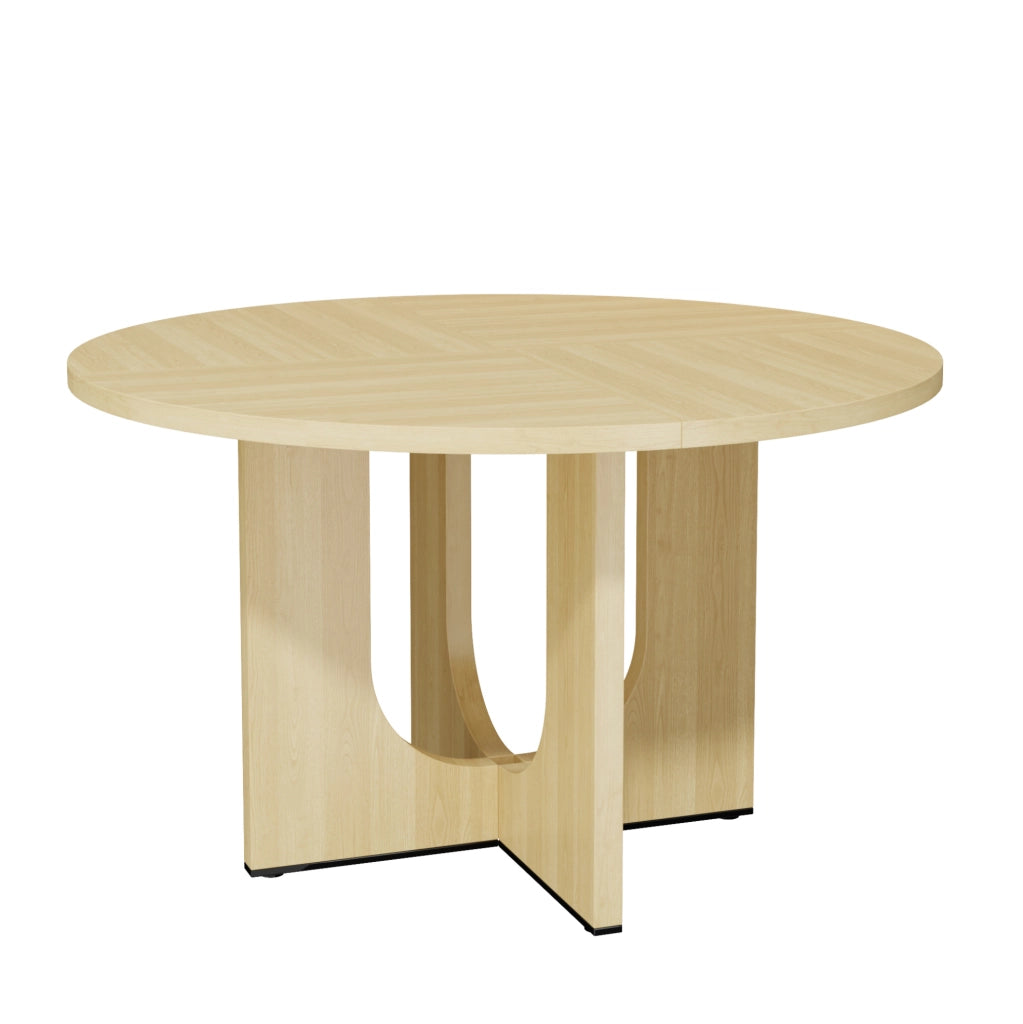 Tavolo da pranzo rotondo 120 cm per 4-6 persone; design scandinavo in MDF; rovere
