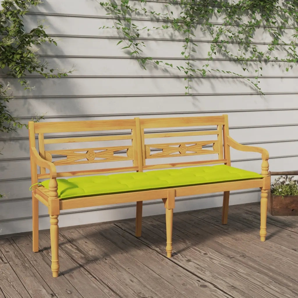 Panca da Giardino | Panchina Batavia Cuscino Verde Chiaro 150cm Legno Massello Teak