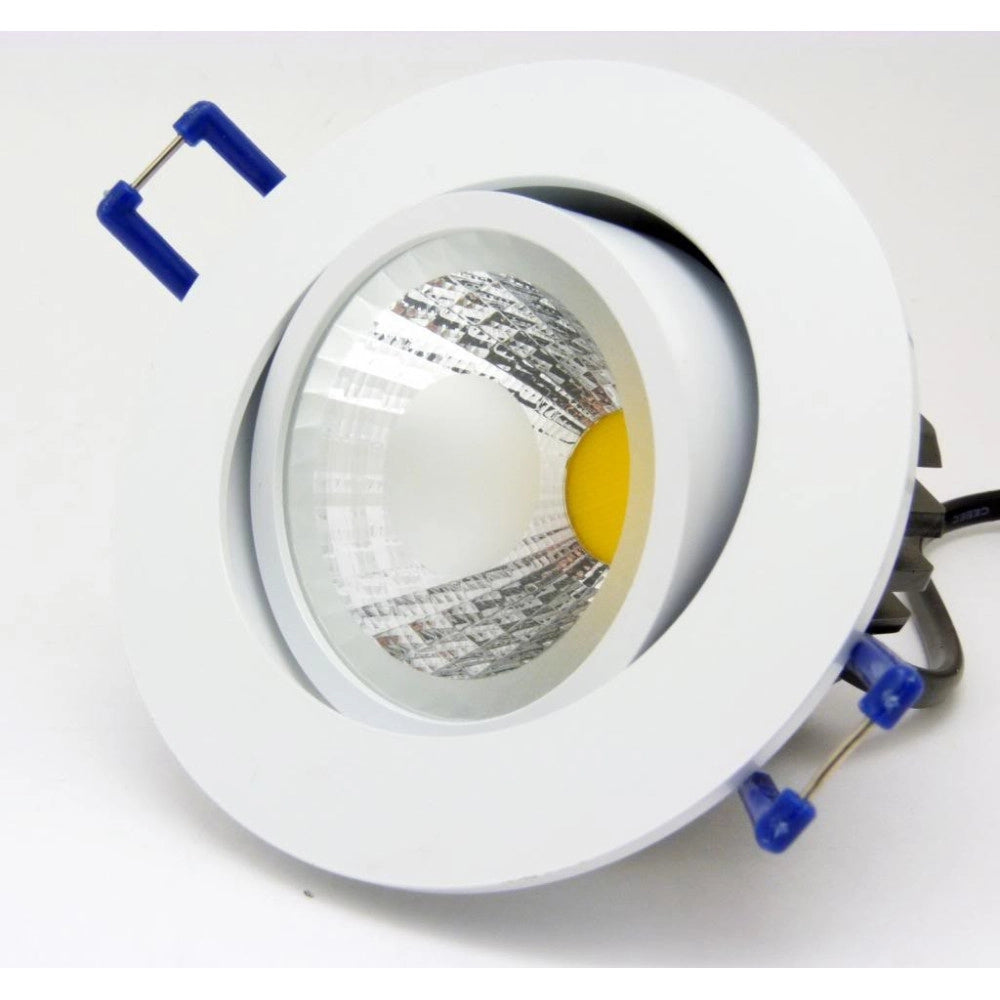 Trade Shop - Faretto Led Cob Incasso Da 3w 5w 7w 12w 20w 30w Con Molle Alette Alta Potenza - Bianco-bianco Caldo-5 Watt