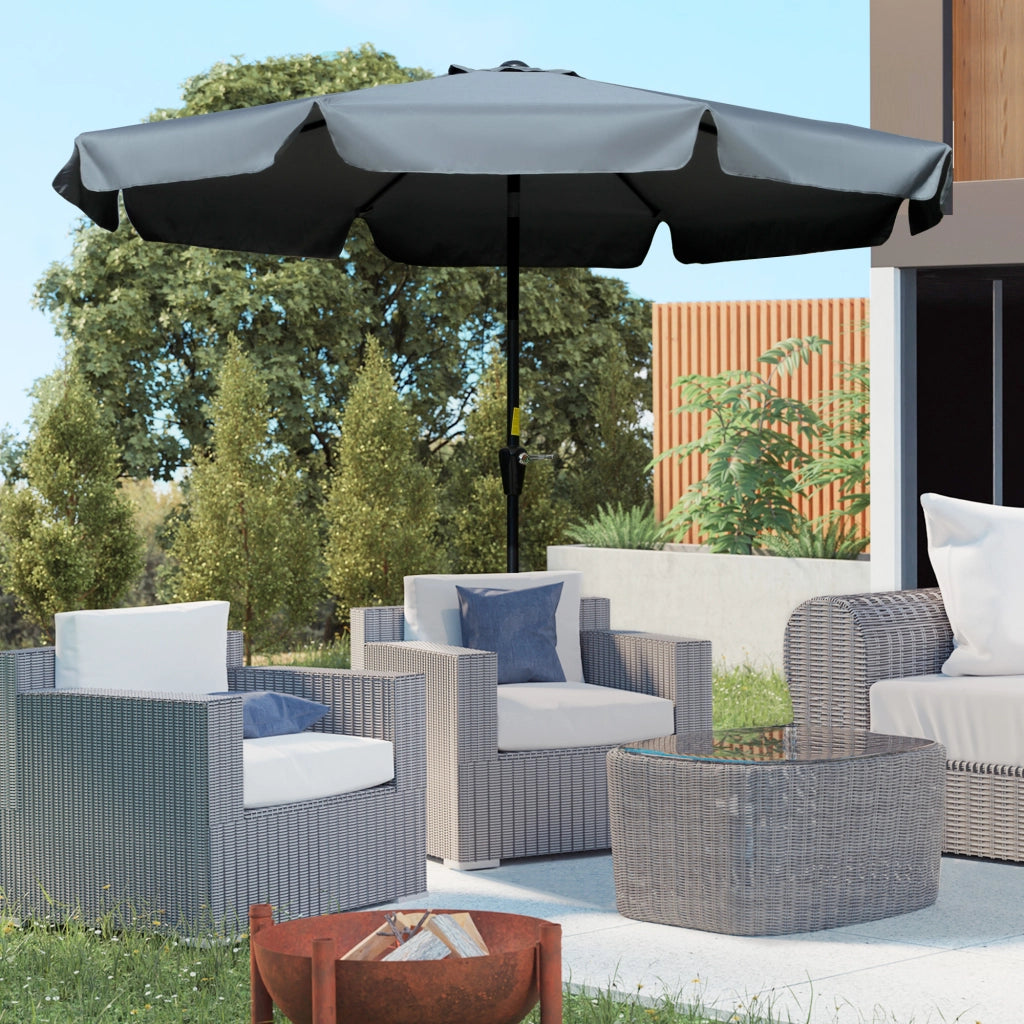 Ombrellone da giardino ¨C zephmum ¨C grigio alluminio ?266x250 cm