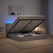 Letto Ottomano con Materasso e LED Tortora 140 x 190 cm Tessuto 3456992