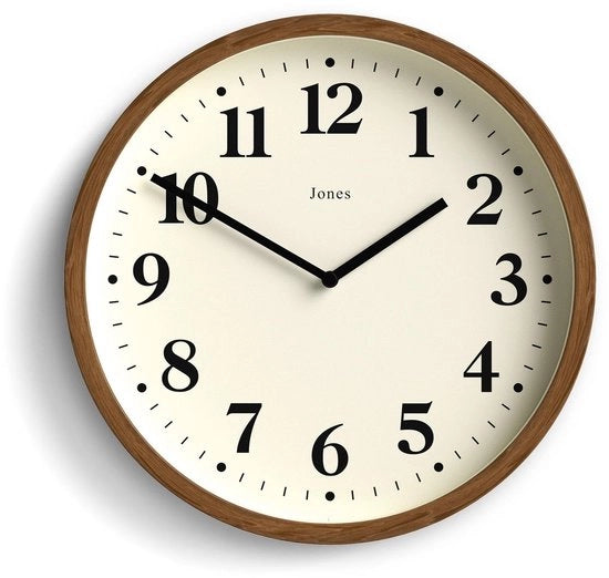 Orologio da parete | Piccolo orologio moderno | 25 cm | Legno finto scuro | Stile classico contemporaneo per cucina, soggiorno o ufficio