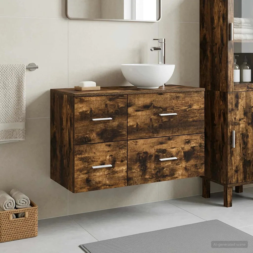 Set di mobili per il bagno 2 pcs Rovere Fumo 3403956