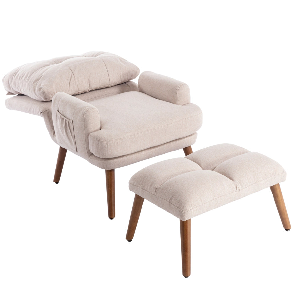 Poltrona Relax con Poggiapiedi e Schienale Reclinabile ¨C MINIMAL ¨C con Ripiano Laterale