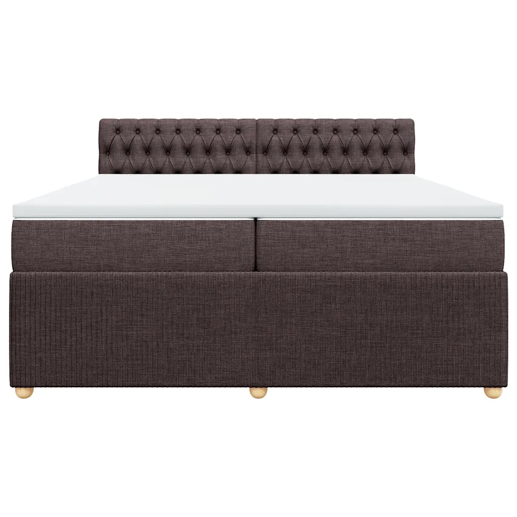 Giroletto a Molle con Materasso Marrone Scuro 200x200cm Tessuto