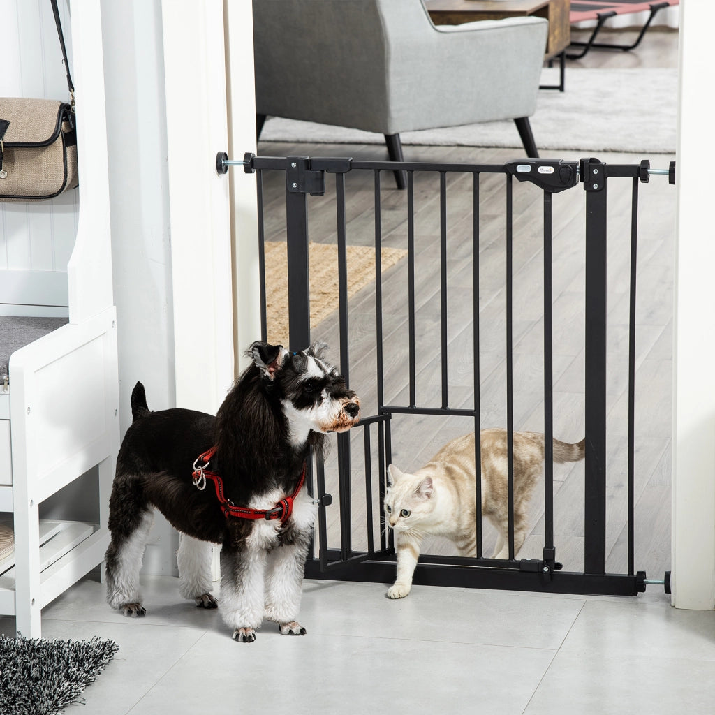 EasyComfort Cancelletto per Cani Estensibile con Fissaggio a Pressione e Chiusura Automatica, 68x76.2 cm, Nero