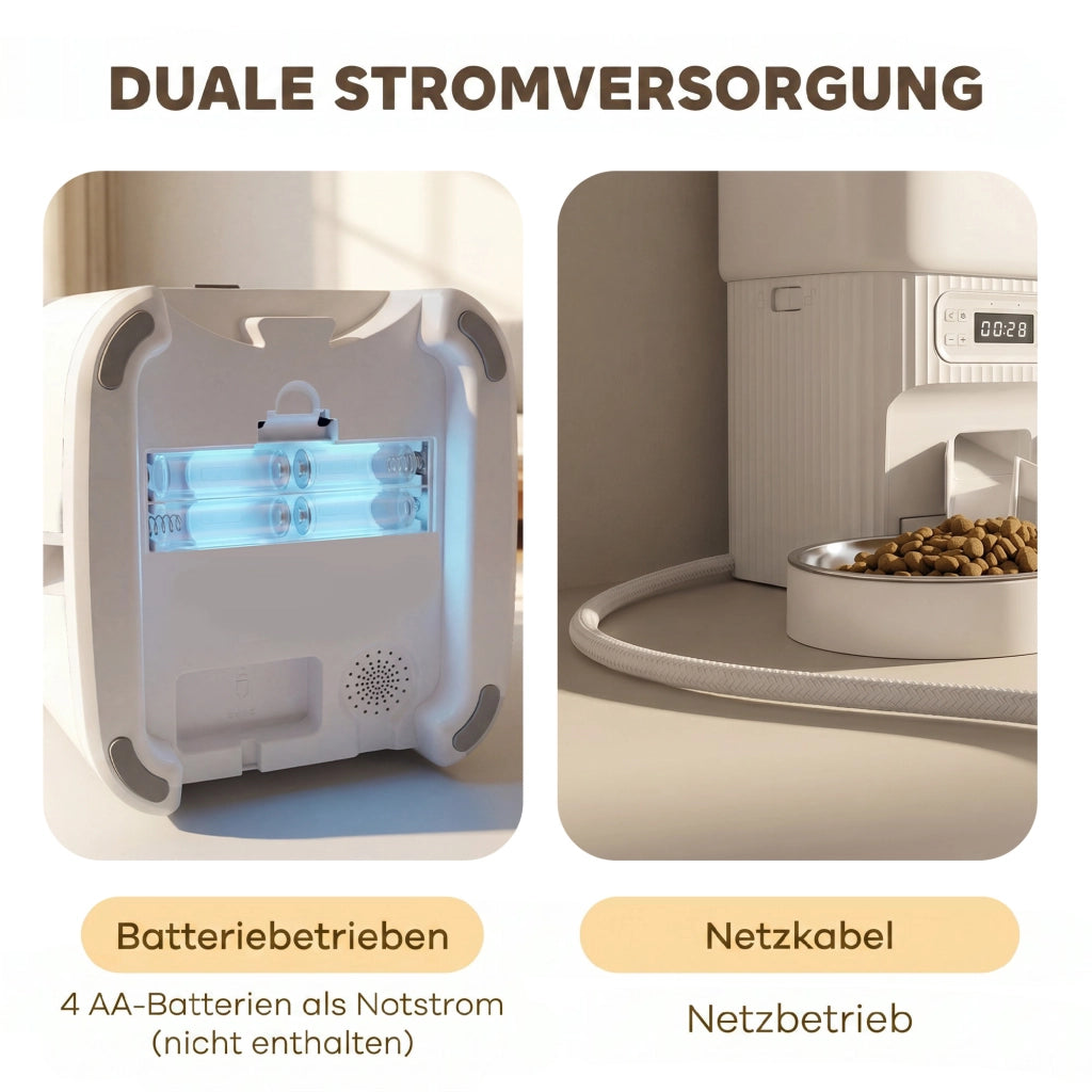 Dispenser automatico cibo per gatti con timer e 2 ciotole acciaio inox ¨C Minimal ¨C Grigio