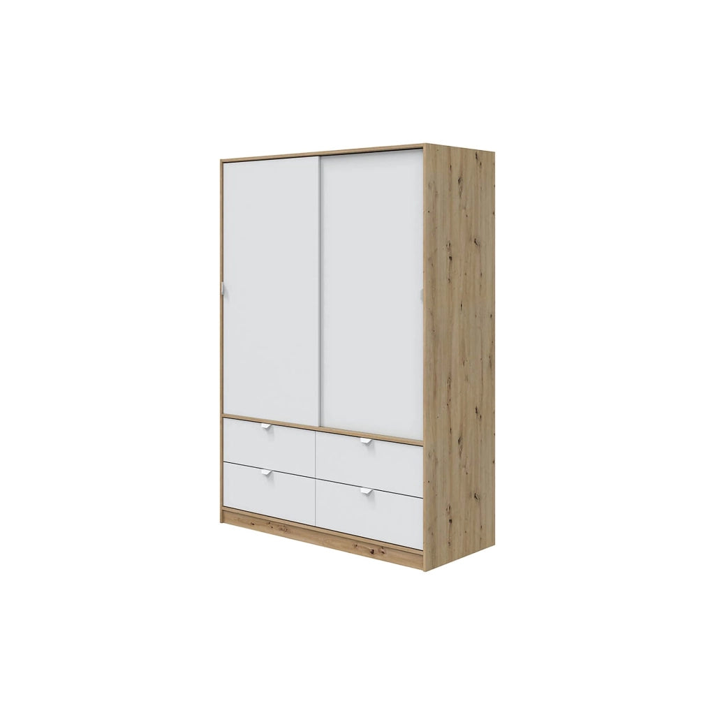 Armadio Camera da Letto Ponna, Guardaroba 2 Ante Appendiabiti, 60x200h cm Marrone Rovere Nodi
