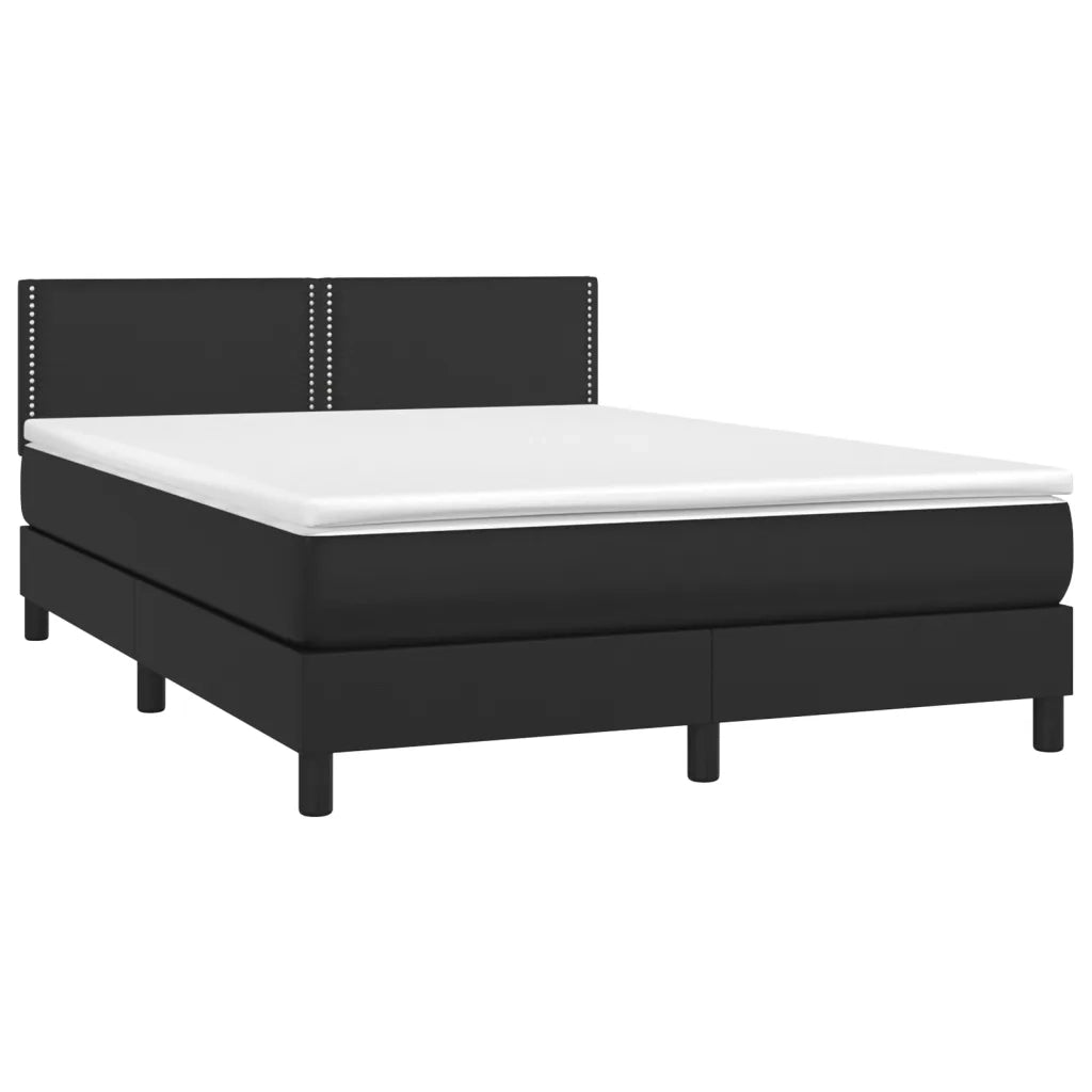 Giroletto a Molle con Materasso e LED Nero 140x190cm Similpelle 3134159