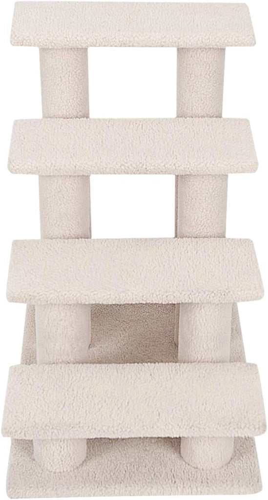 Scala per gatti a 4 livelli, scala per gatti fino a 25 kg, scala per cani, albero da arrampicata per gatti, 61 x 41 x 60 cm (beige)