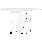 TAVOLO A RIBALTA PER 6 PERSONE MAX CON 2 CASSETTI, ARMADIETTO E RIPIANO, IN TRUCIOLATO, 120X60X76.5 CM, BIANCO
