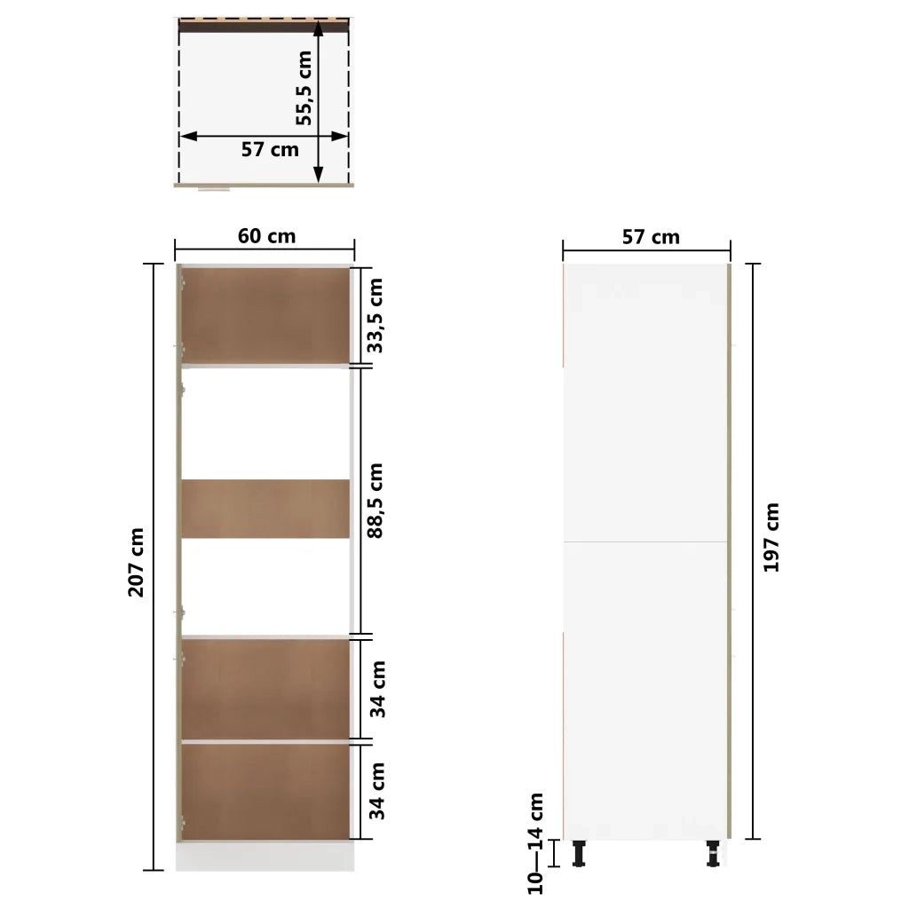 Pensile da cucina | Mobile per Frigo Rovere Sonoma 60x57x207 cm Legno Multistrato