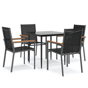 Set da Pranzo da Giardino 5 pz | Set Salotto da Giardino Nero in Textilene e Acciaio