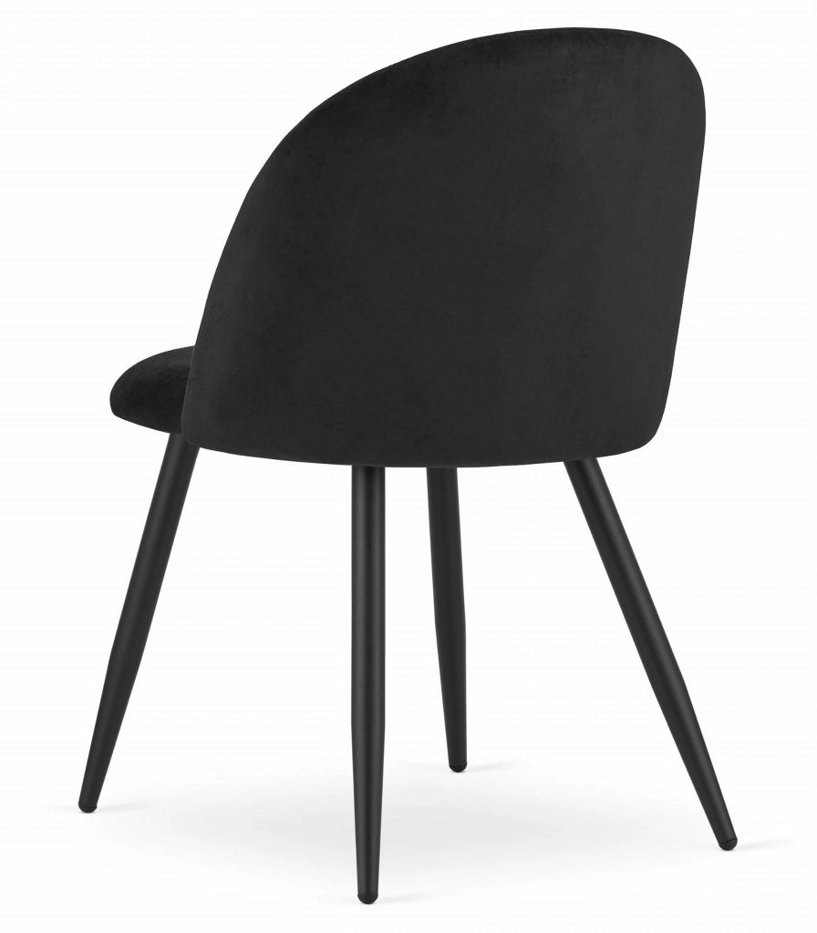 Valora Bello Chair Black Velvet Metal Legs Set di 3