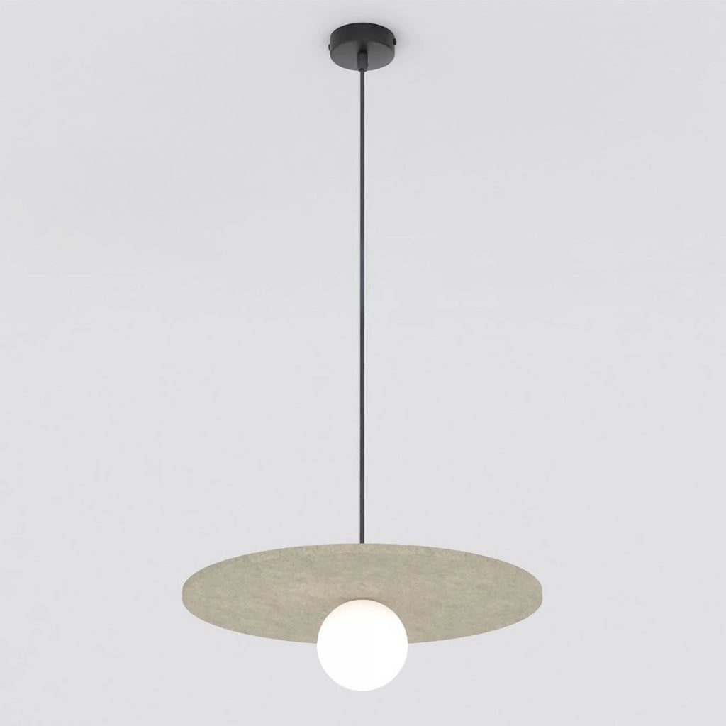Lampada a sospensione CALMA in feltro beige e acciaio nero