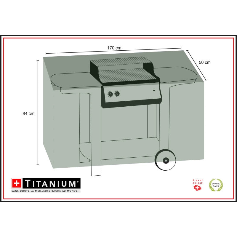 Copertura barbecue rettangolare TITANIUMÂ® Nero - 170 x 50 x 85 cm