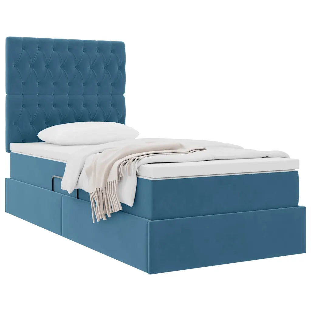 Letto con contenitore e materasso Blu Scuro 100 x 200 cm