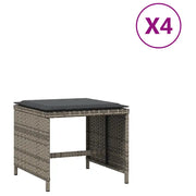 Sgabelli Giardino con Cuscini 4 pz Grigi 41x41x36cm Polyrattan CFW8717297
