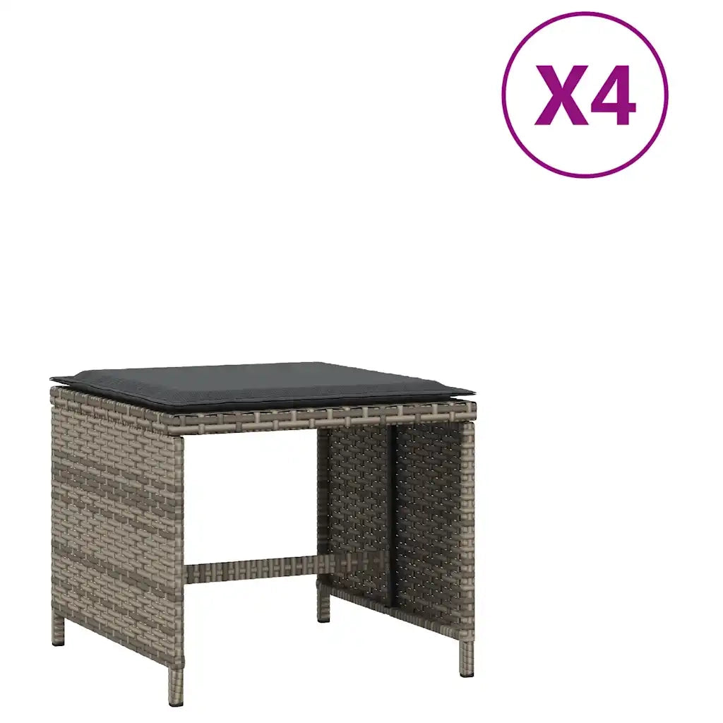 Sgabelli Giardino con Cuscini 4 pz Grigi 41x41x36cm Polyrattan CFW8717297