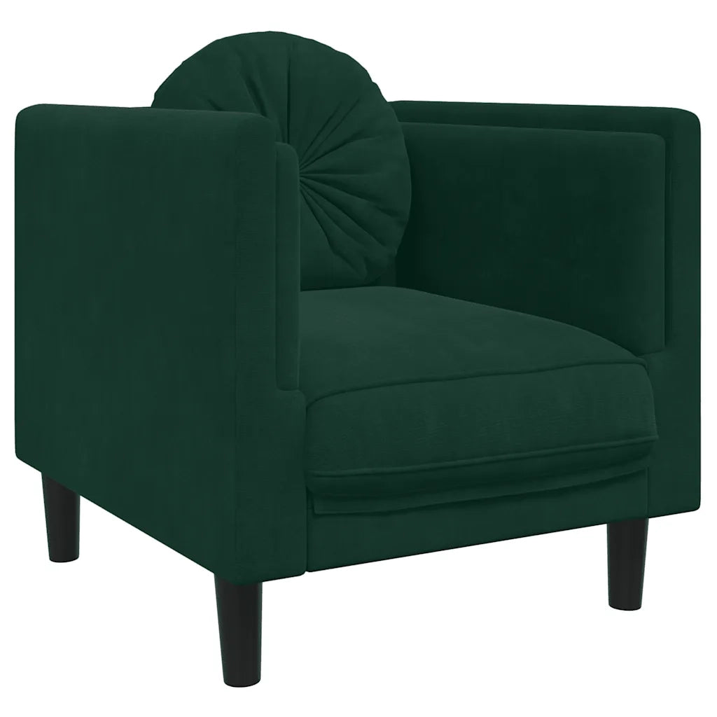Set di Divani 3 pz con Cuscini Verde Scuro in Velluto 3209249