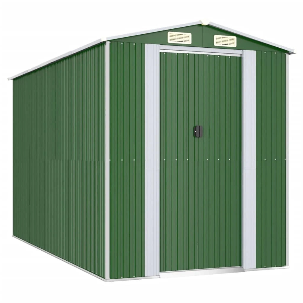 Casetta da giardino cabina ripostiglio casetta da esterno robusta casetta per attrezzi 192 x 357 x 223 cm acciaio zincato verde 02_0022363