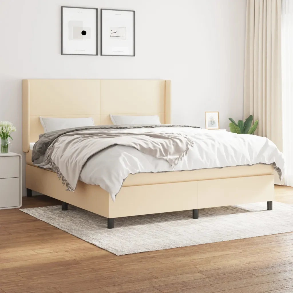 Giroletto a Molle con Materasso Crema 180x200 cm in Tessuto 3131294