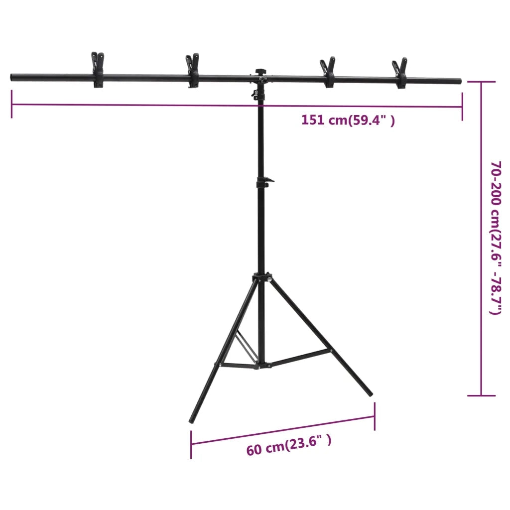 Supporto per Sfondo a T Nero 151x60x(70-200) cm CFW9258056
