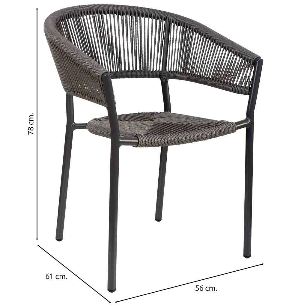 Sedia in rattan sintetico grigio 56x61x78