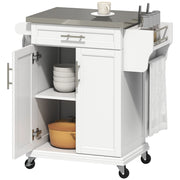 Tavolo da cucina con ruote ¨C zephmum ¨C bianco, acciaio