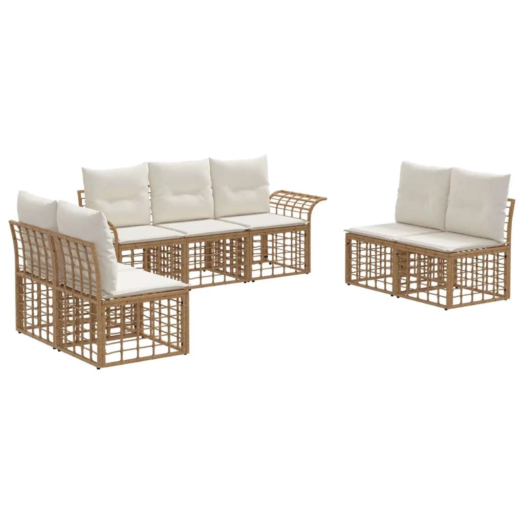 Set di divani da esterno 7 pcs Naturale e Bianco Crema 3437668