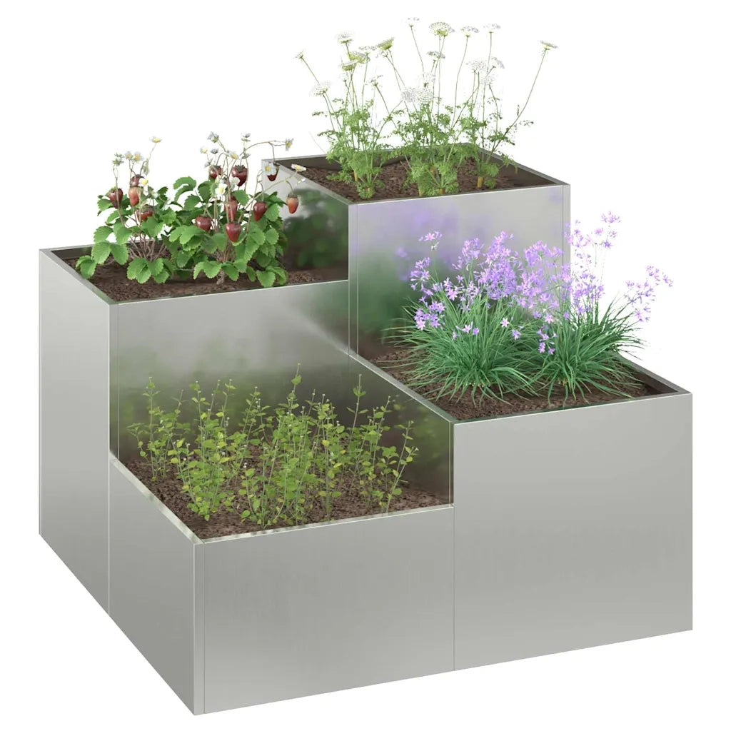 Fioriere | Cassetta per fiori | Vaso da giardino Argento 80 x 80 x 60 cm Acciaio zincato